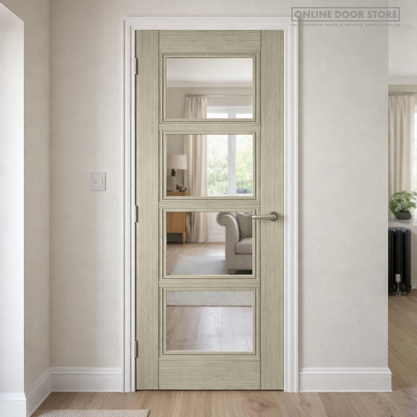 Deanta Montreal Light Grey Ash Internal Glazed Door