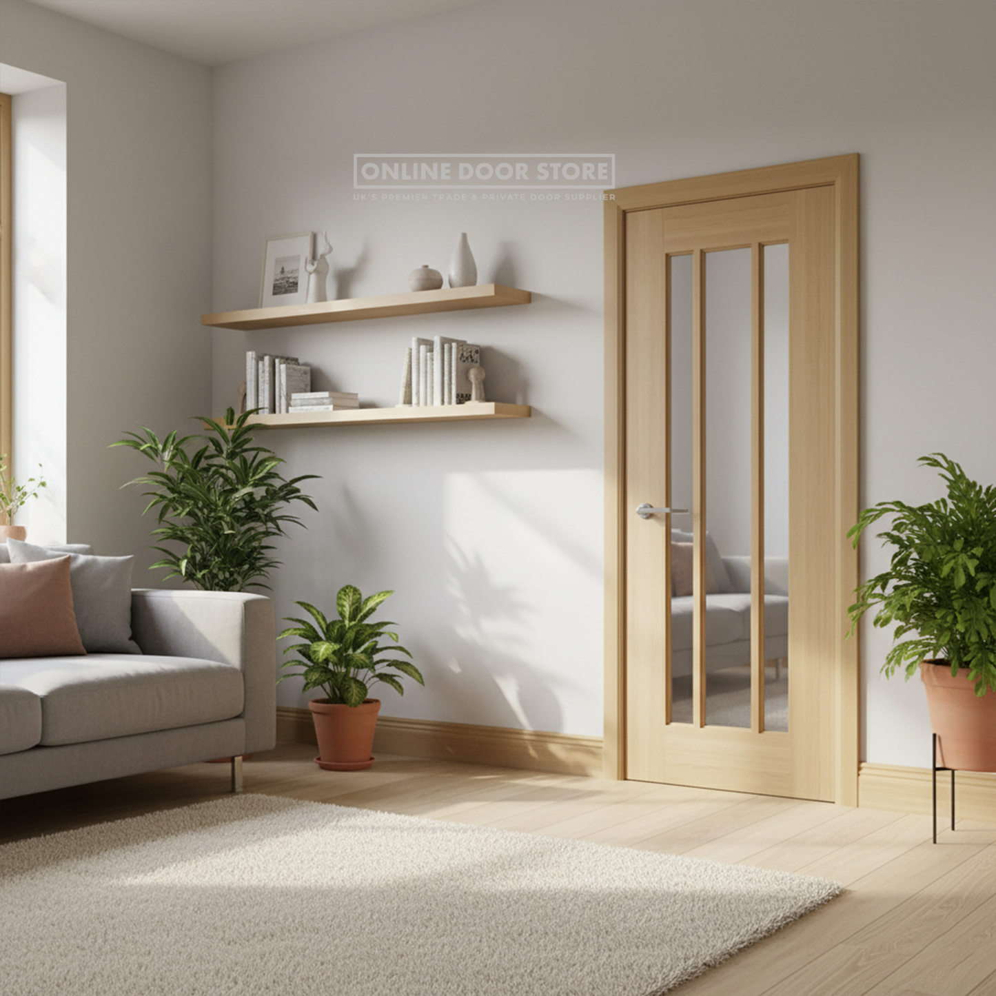 Deanta Norwich Unfinished Oak Bevelled Internal Glazed Door