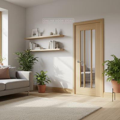 Deanta Norwich Unfinished Oak Bevelled Internal Glazed Door