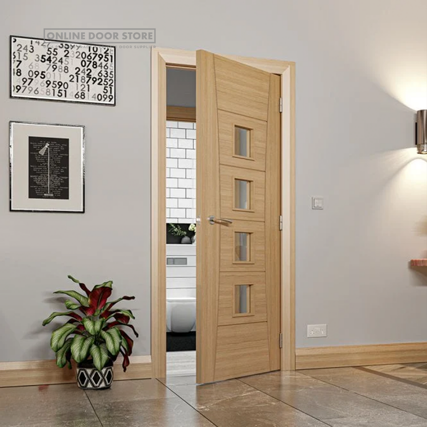 Deanta Pamplona Prefinished Oak Glazed FD30 Fire Door