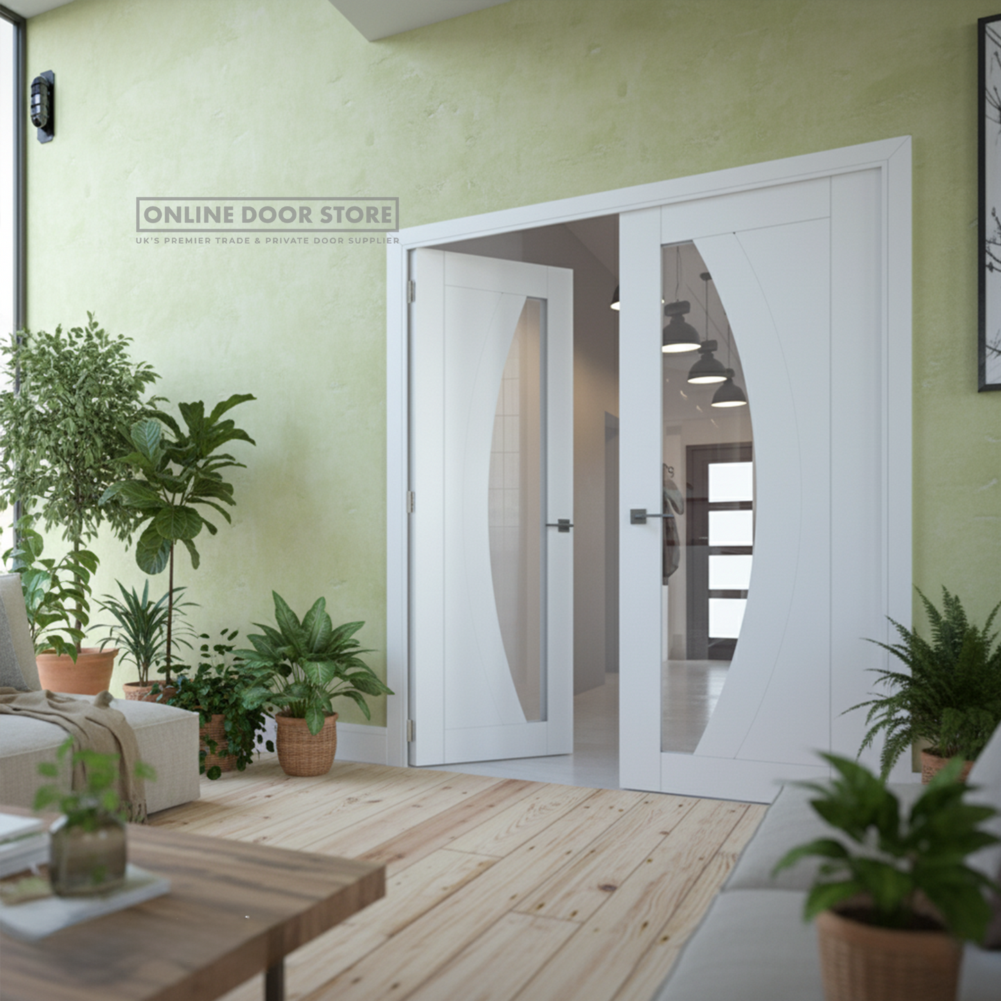 Deanta Ravello White Primed Internal Glazed Door