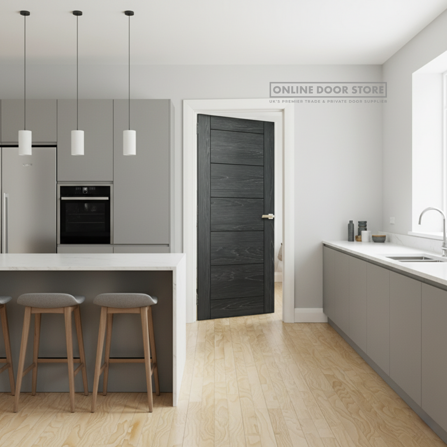 Deanta Seville Pre-Finished Brushed Black Oak Internal FD30 Fire Door