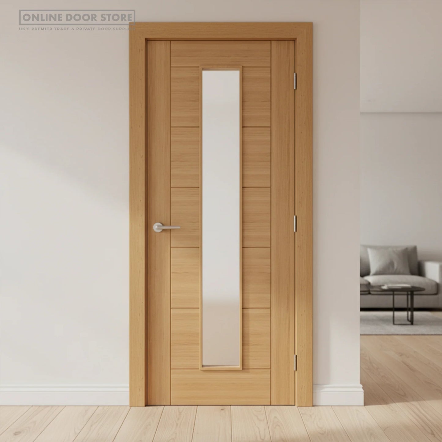 Aster Ladder 7 Panel Unfinished Oak Internal Glazed Door