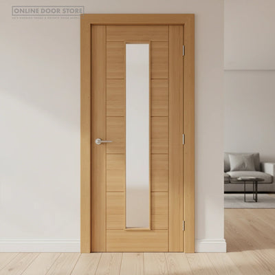 Aster Ladder 7 Panel Unfinished Oak Internal Glazed Door