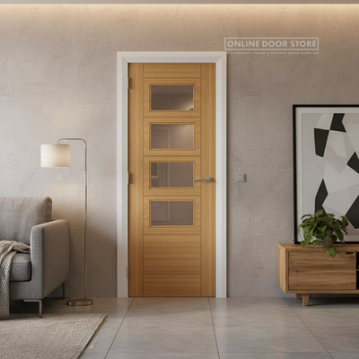 Deanta Seville Prefinished Oak Internal Glazed Door (4L Square)