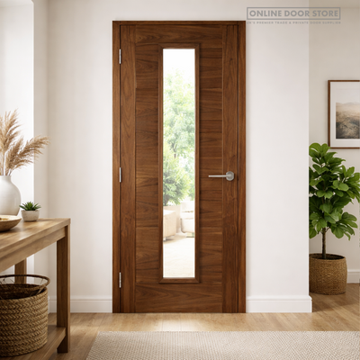 Deanta Seville Prefinished Walnut 1L Glazed FD30 Fire Door