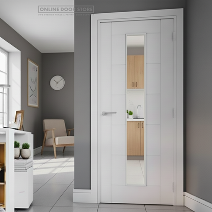 Deanta Seville White Primed 1L Glazed FD30 Fire Door