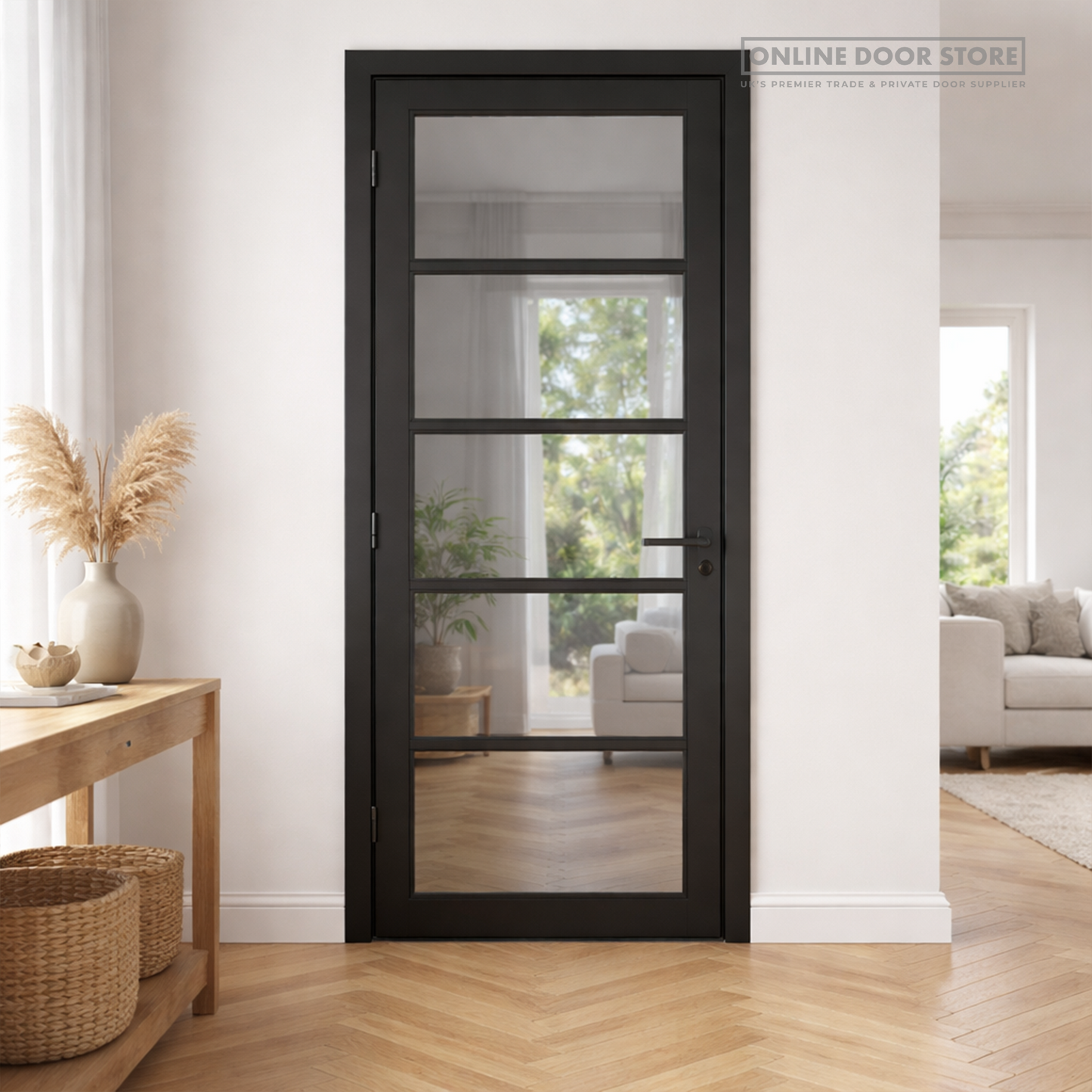 Deanta Shoreditch Pre-Finished Black Internal Glazed Door