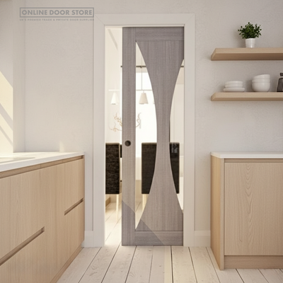 Deanta Single Pocket Door Kit 125mm - White Frame / Matt Black Hardware