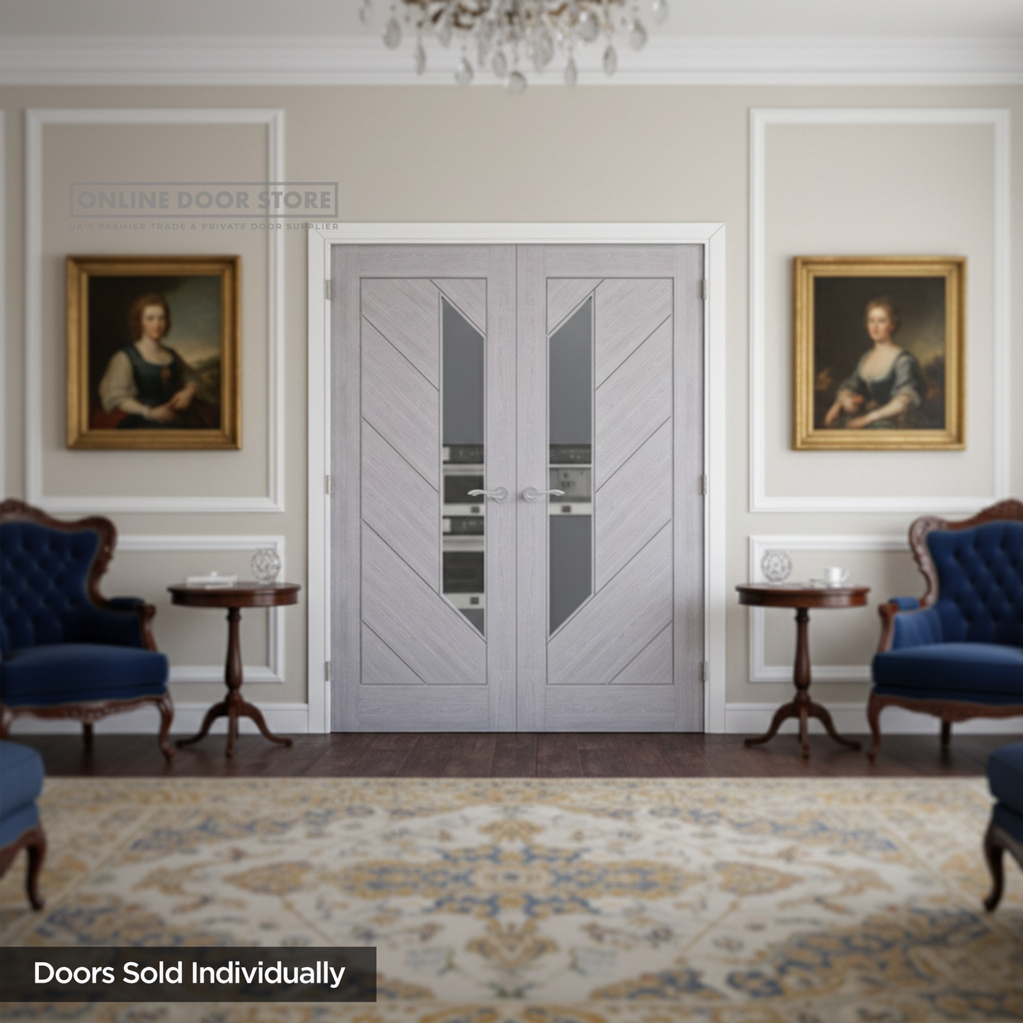 Deanta Torino Light Grey Ash FD30 Glazed Fire Door