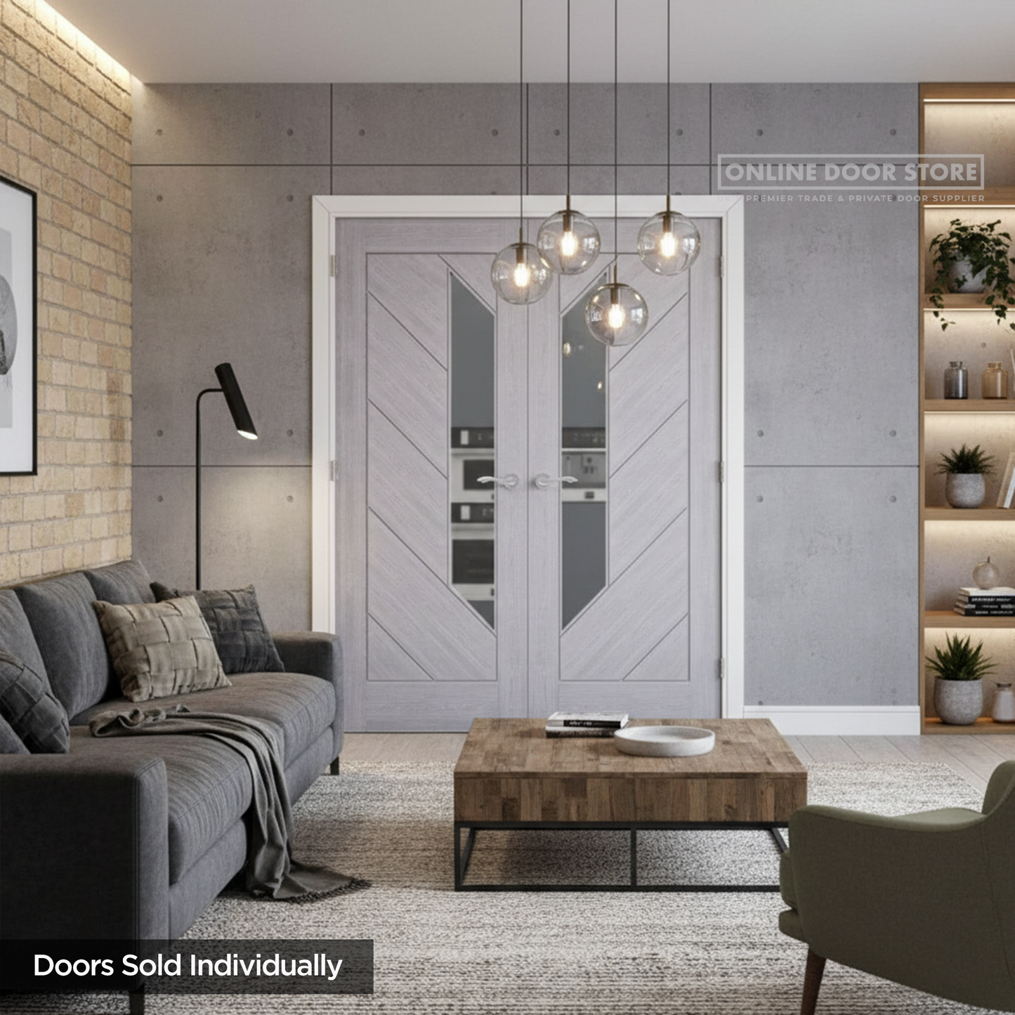 Deanta Torino Light Grey Ash Internal Glazed Door