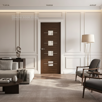 Deanta Valencia Prefinished Walnut Internal Glazed Door
