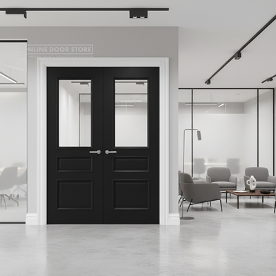 Deanta Windsor Black Prefinished FSC Internal Bevelled Glazed Door