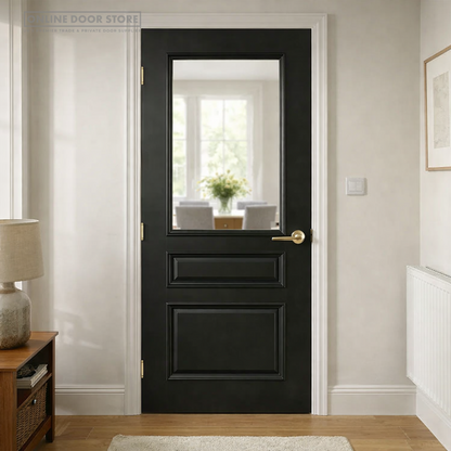 Deanta Windsor Black Prefinished FSC Internal Bevelled Glazed Door