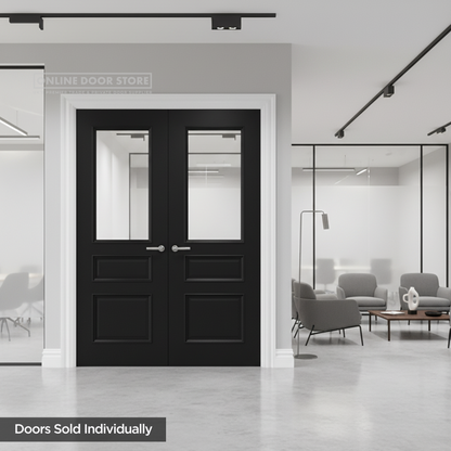 Deanta Windsor Black Prefinished FSC Internal Bevelled Glazed Door