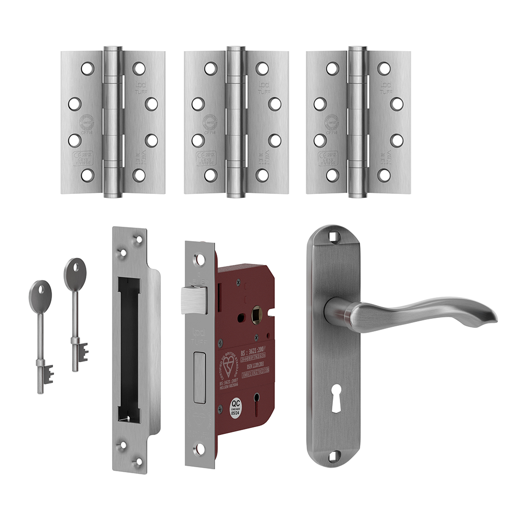 LPD External Satin Chrome Tone Handle Set