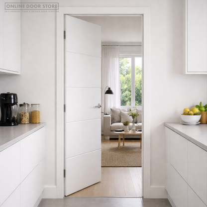 JB Kind 4 Line Horizontal White Primed Internal Door