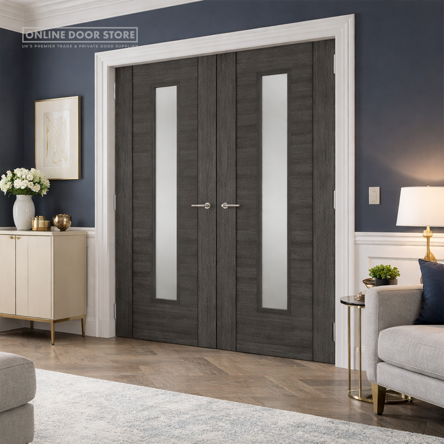 JB Kind Alabama Dark Grey Laminated Internal Glazed Door