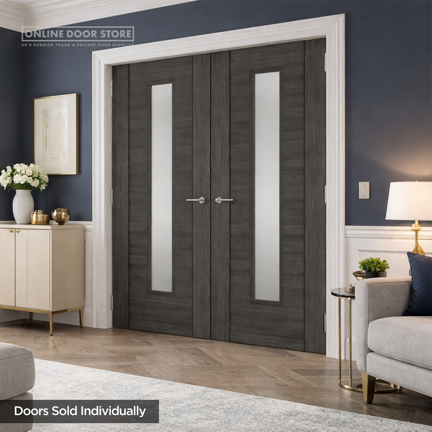 JB Kind Alabama Dark Grey Laminated Internal Glazed Door