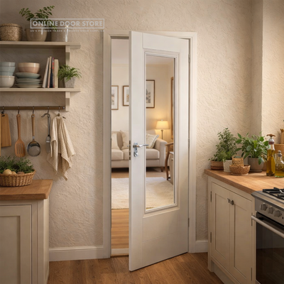 JB Kind Belton Clear Glazed White Primed Internal Door