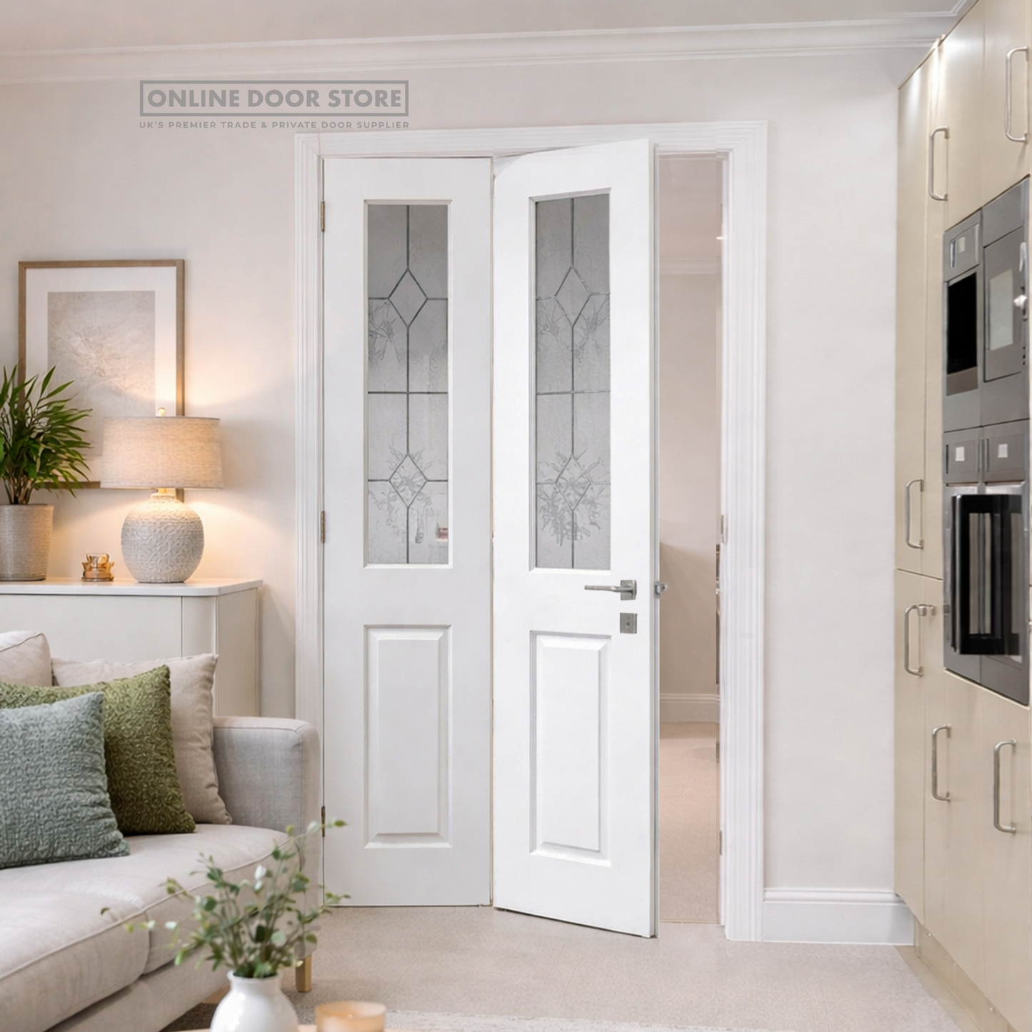 JB Kind Canterbury Grained Glazed Bi-fold Internal Door
