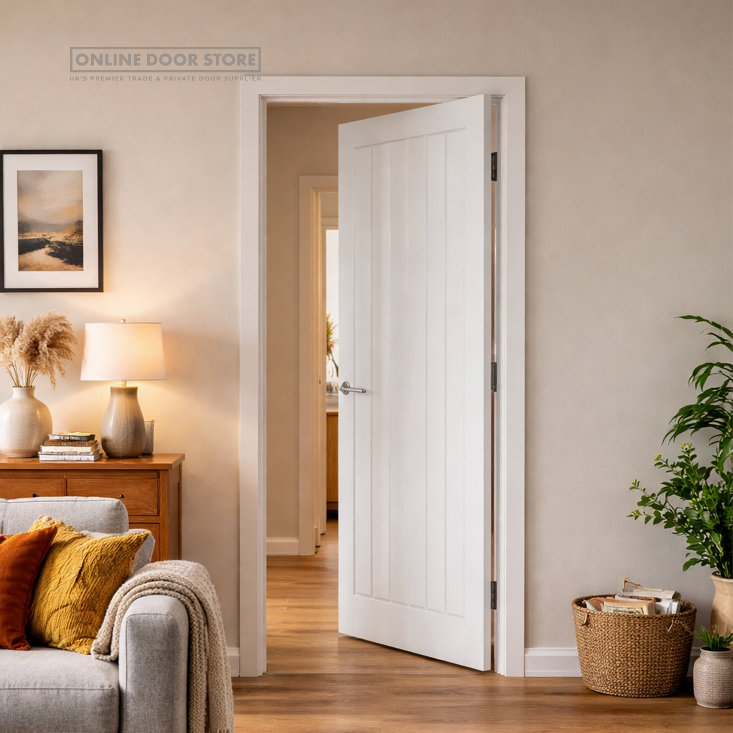 JB Kind Cottage 5 White Primed FD30 Fire Door