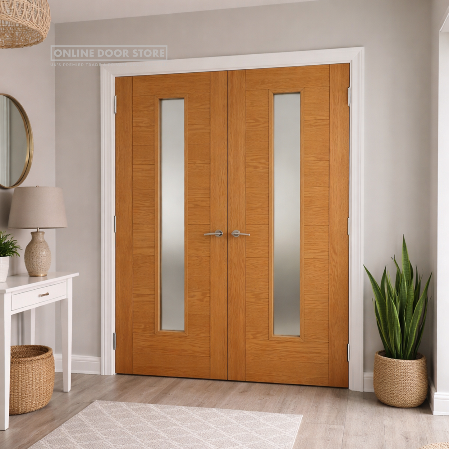 JB Kind Emral Oak Clear Internal Glazed FD30 Fire Door