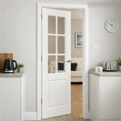 JB Kind Faro White Primed Clear Internal Glazed Door
