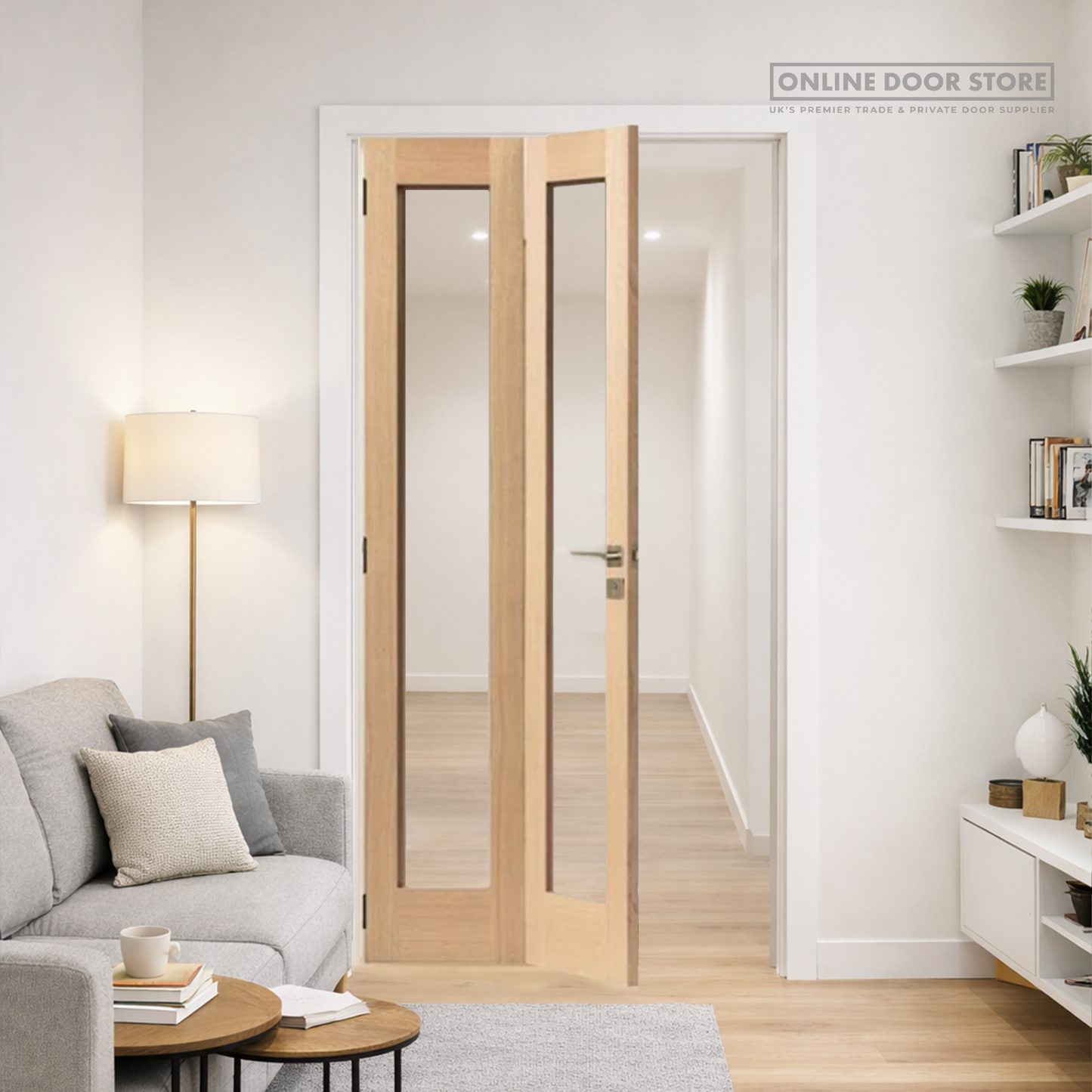 JB Kind Fuji Oak Glazed Bi-fold Door