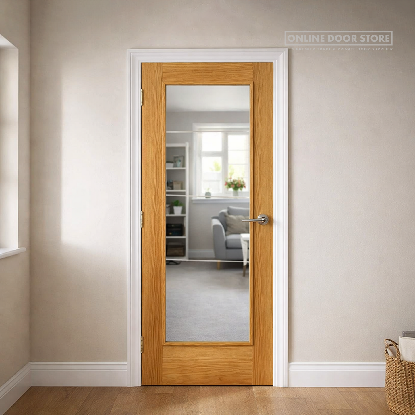 JB Kind Medina Oak Clear Internal Glazed Door