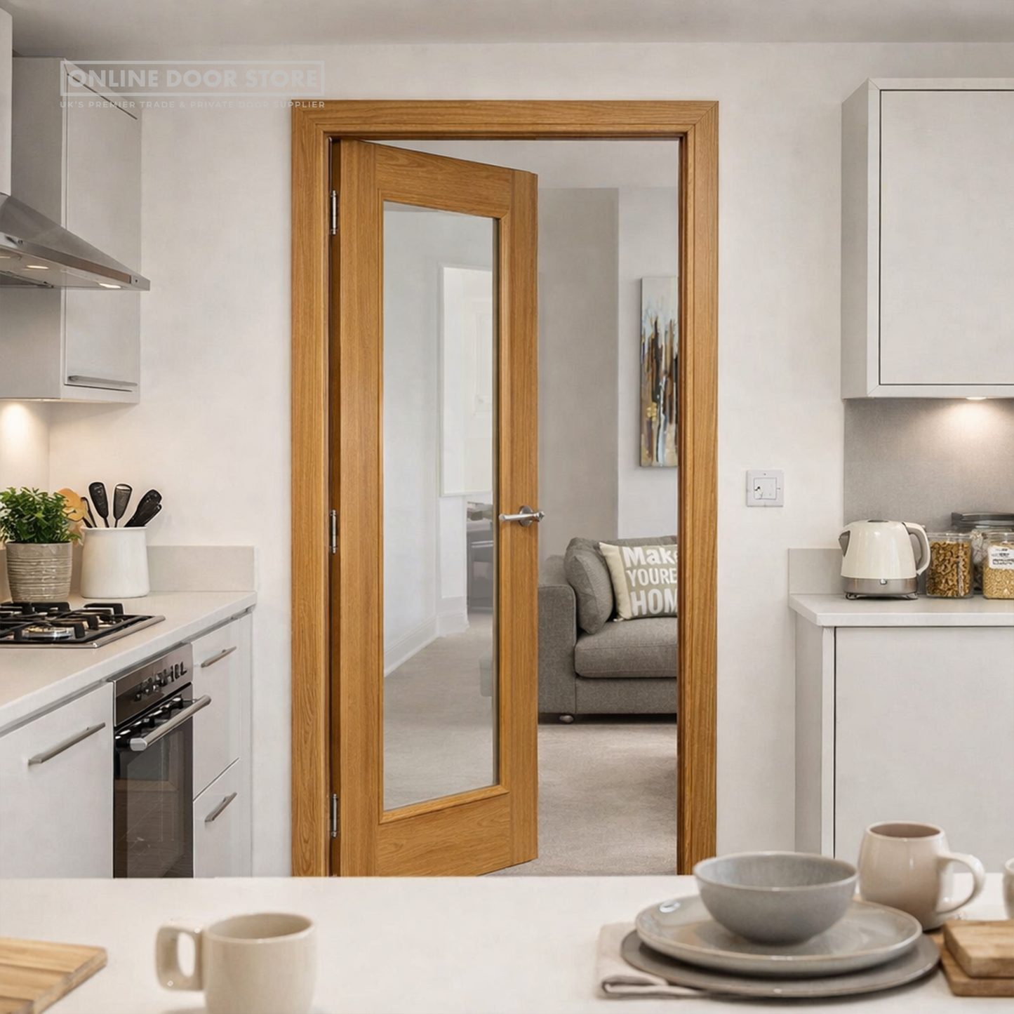 JB Kind Palomino Oak Clear Internal Glazed Door