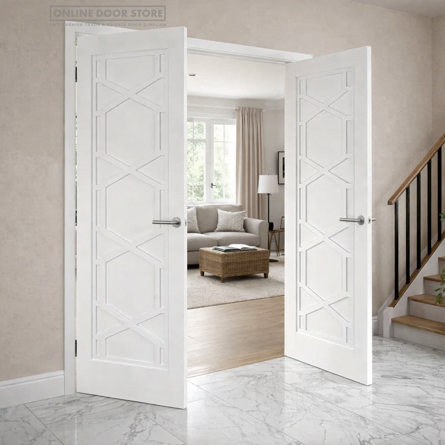 JB Kind Quartz White Primed Internal Door