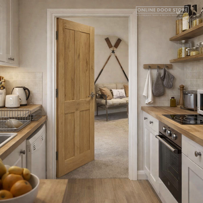 JB Kind Rustic Oak 4 Panel Internal Door