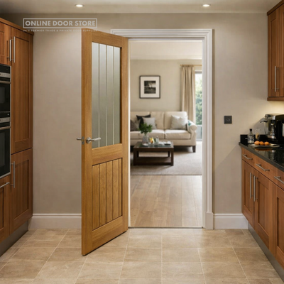 JB Kind Thames Oak Half Light Clear Glazed Finished Internal Door