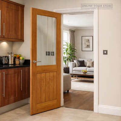 JB Kind Thames Oak Half Light Glazed Unfinished Internal Door