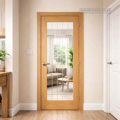 JB Kind Thames Oak One Light Clear Glazed Finished Internal Door
