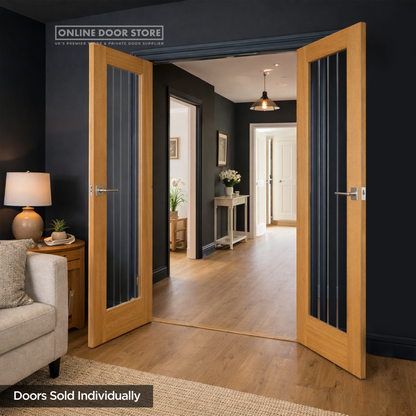 JB Kind Thames Oak One Light Clear Glazed Finished Internal Door