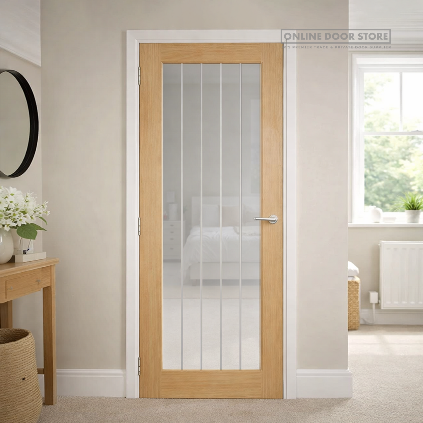 JB Kind Thames Oak One Light Clear Glazed Unfinished Internal Door