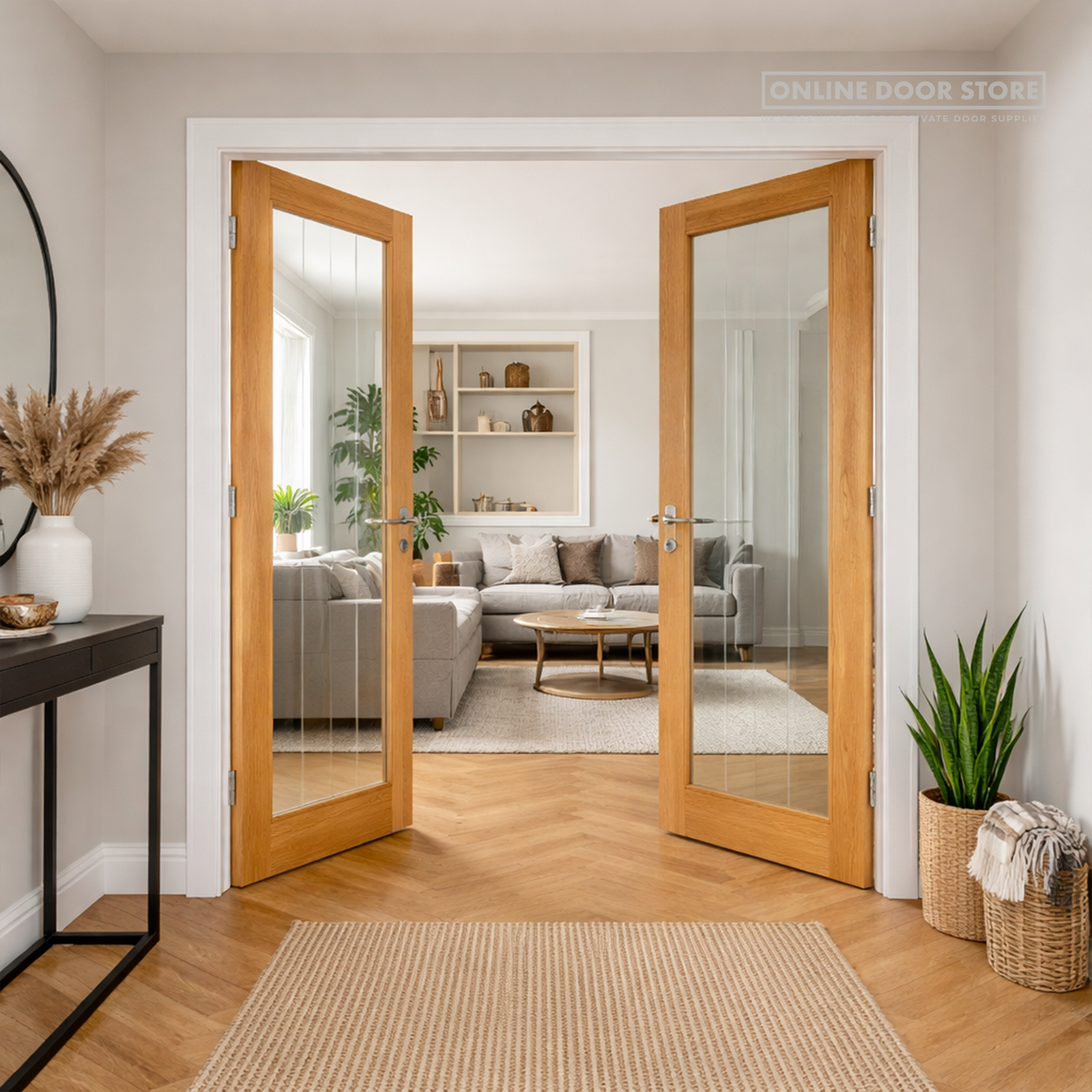 JB Kind Thames Oak One Light Clear Glazed Unfinished Internal Door