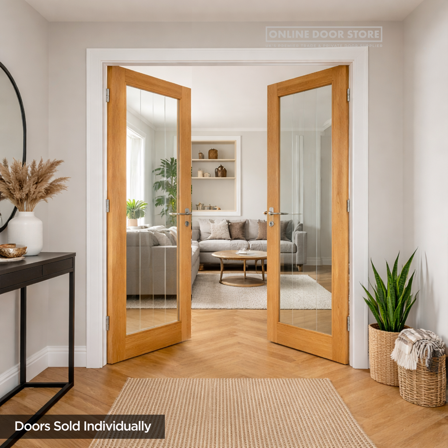 JB Kind Thames Oak One Light Clear Glazed Unfinished Internal Door