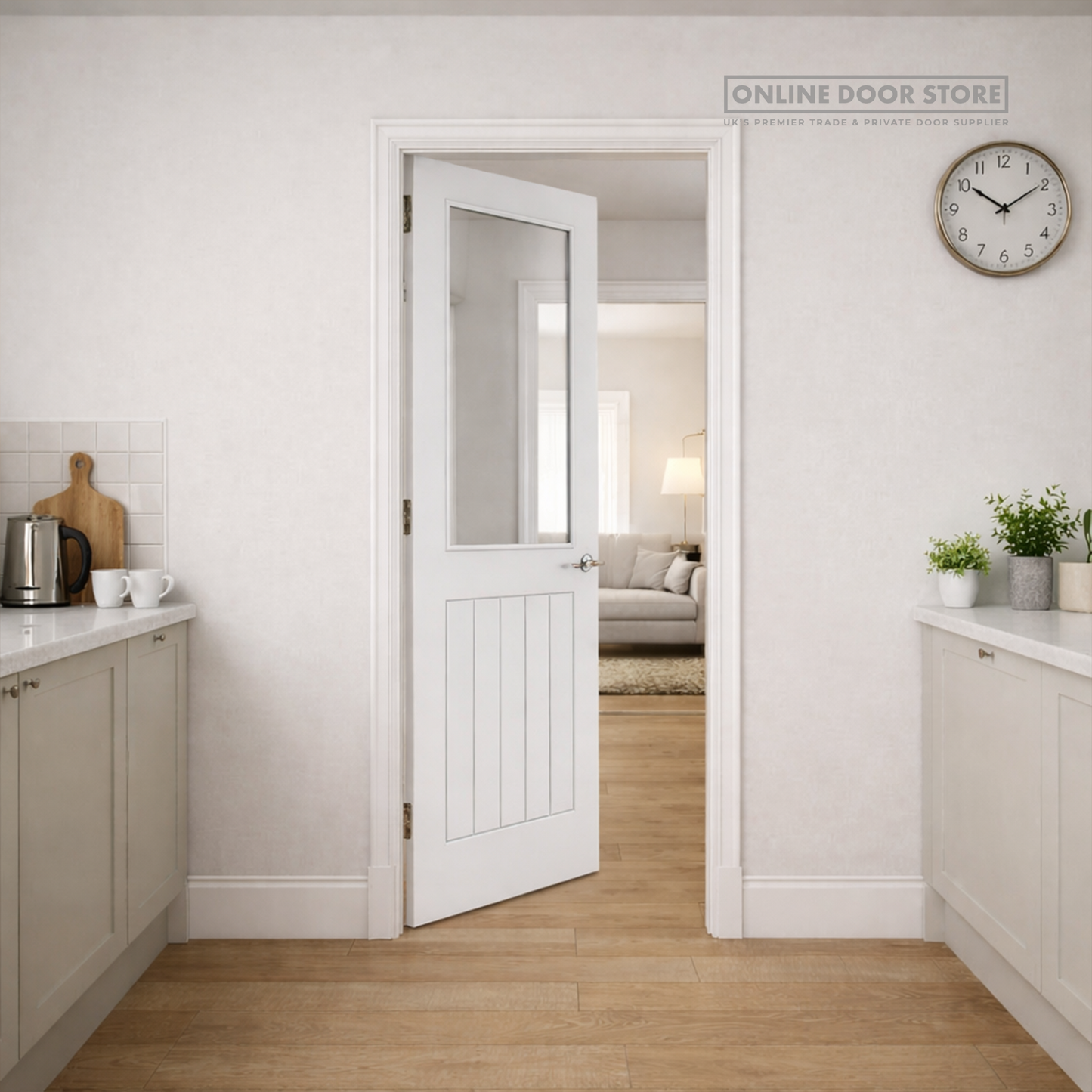 JB Kind Thames White 1/2 Light Clear Glazed Door