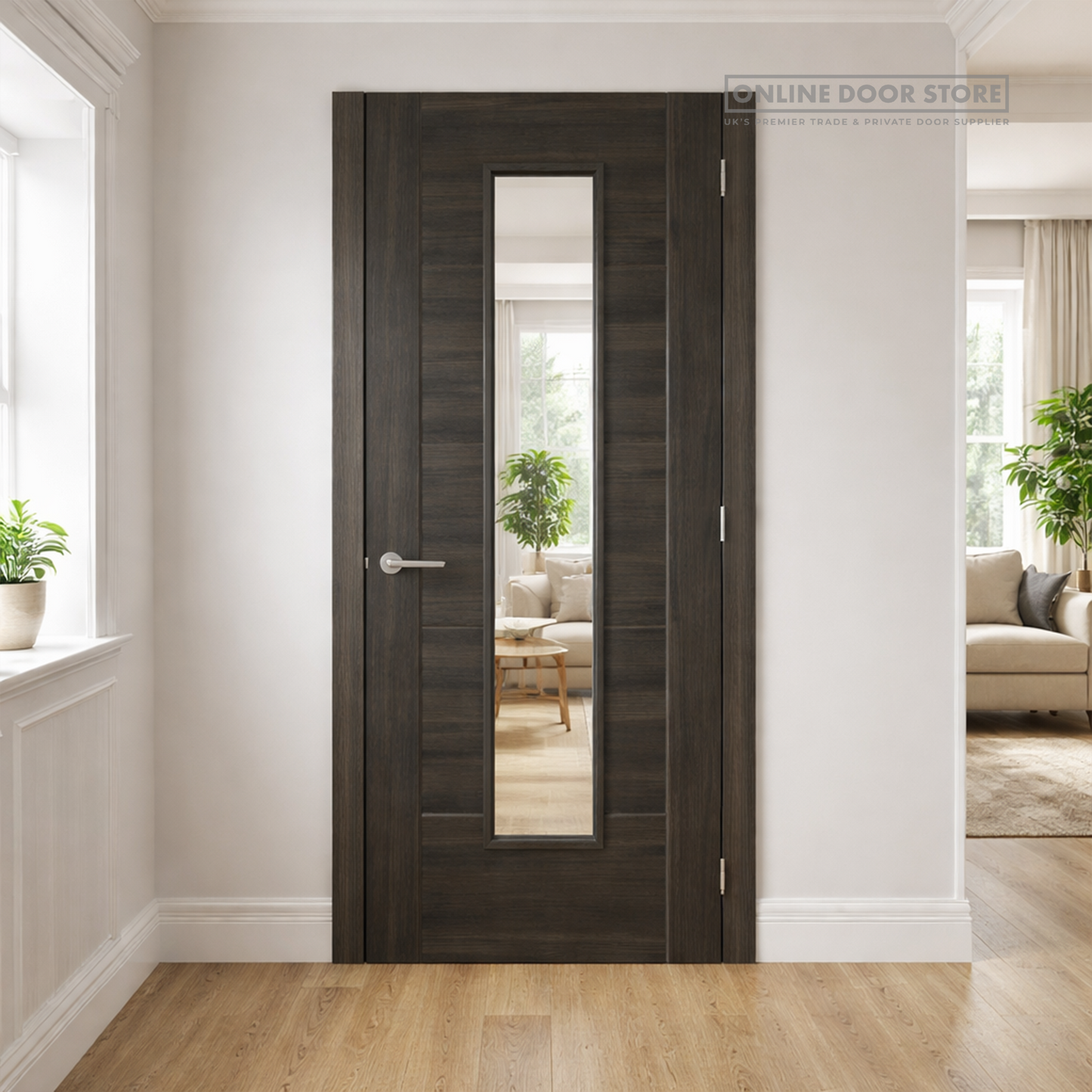 JB Kind Tigris Dark Grey Glazed Laminated Internal Door
