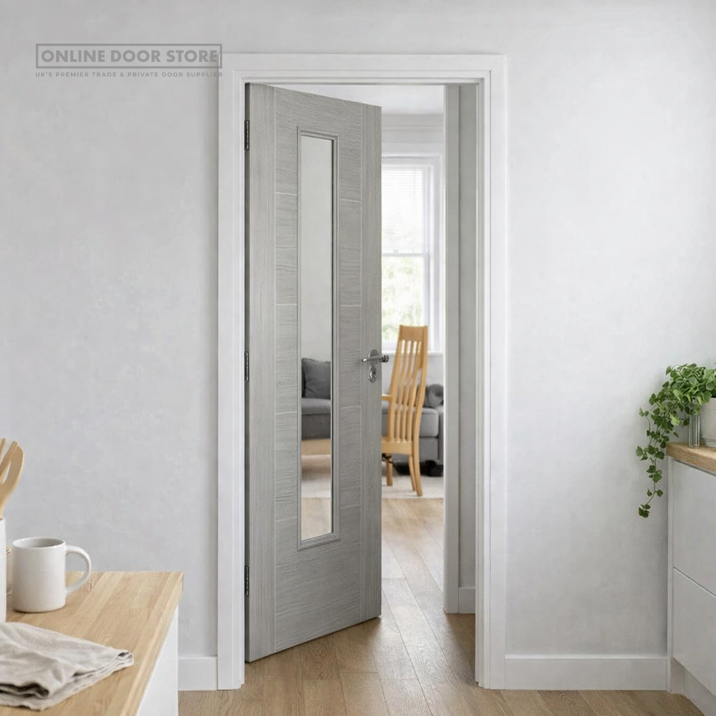 JB Kind Tigris Light Grey Glazed Laminated Internal Door
