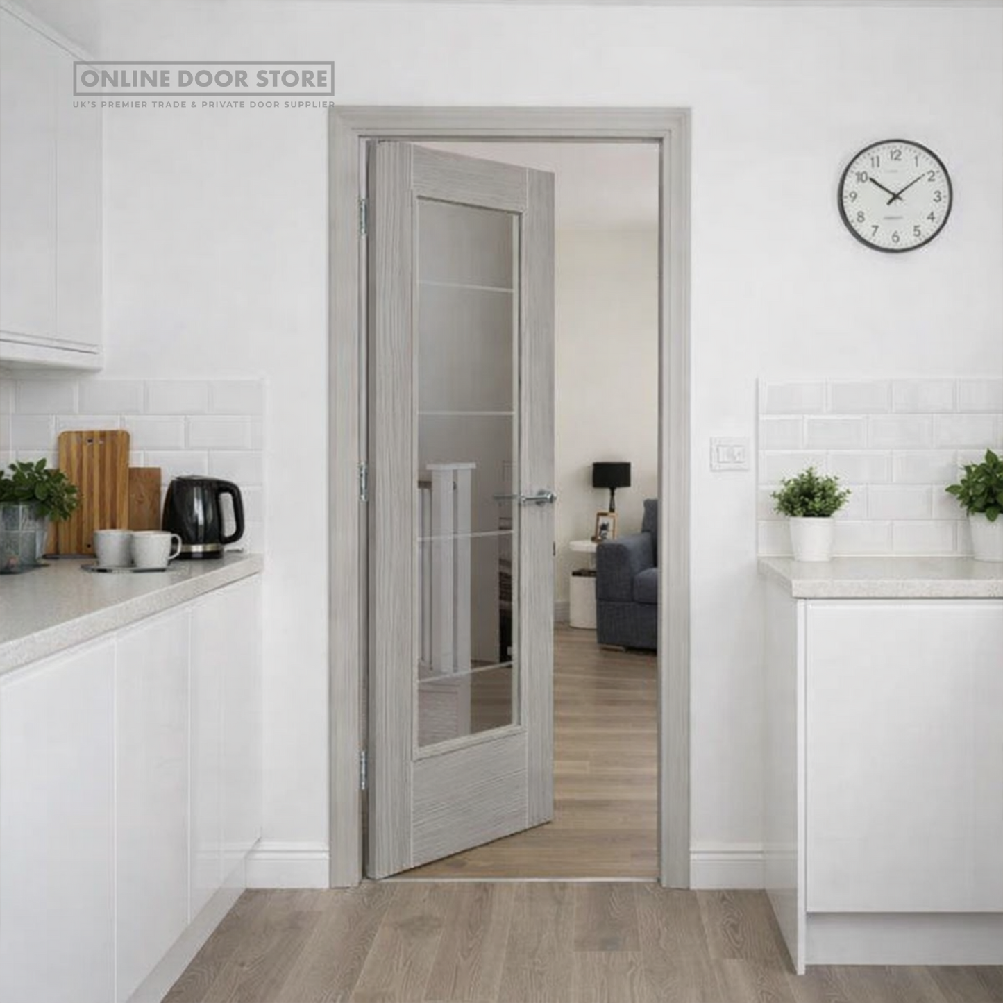 JB Kind Tigris Light Grey Laminated Full Internal Glazed Door