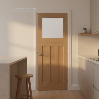 LPD 1930's Oak 4 Panel Internal Glazed Door