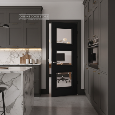 LPD Antwerp Primed Black 3 Light Internal Glazed Door