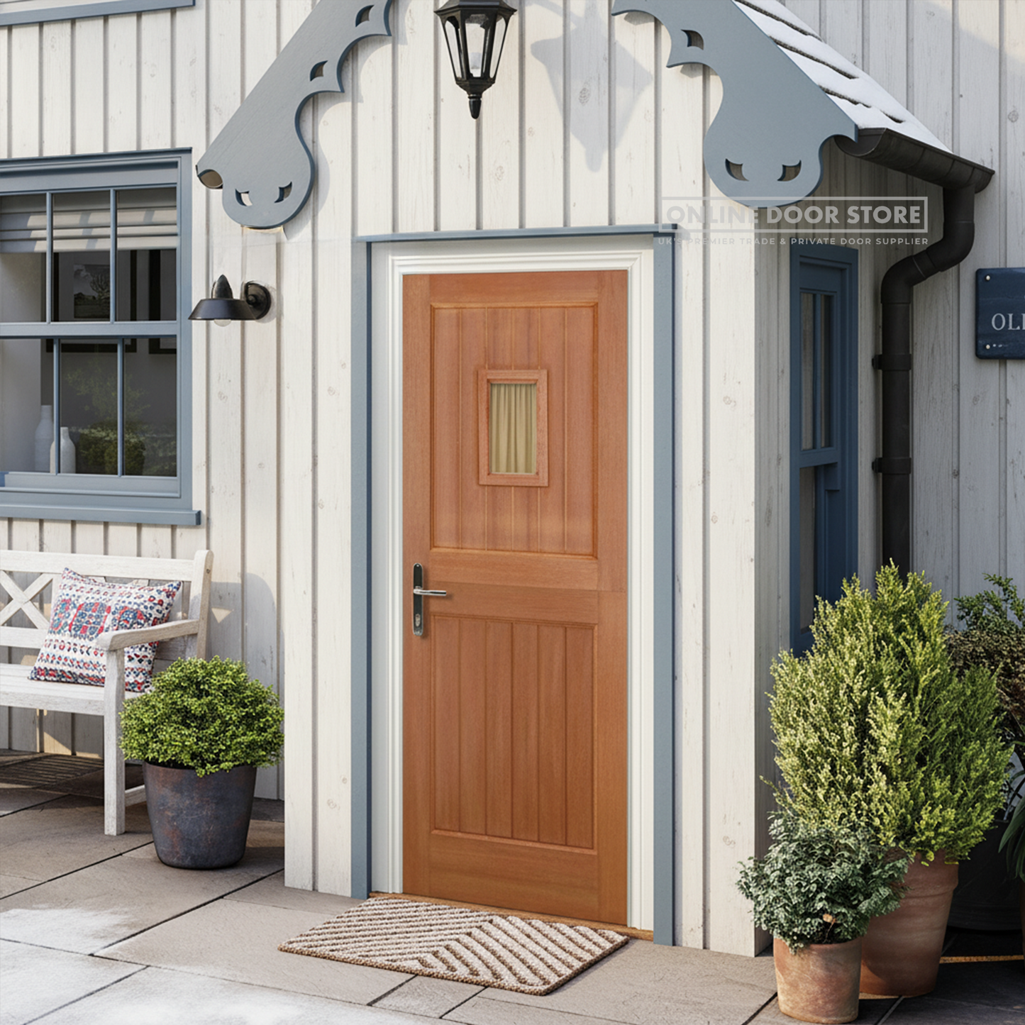 LPD Barnburgh 1LT Straight Top Hardwood Unglazed External Door