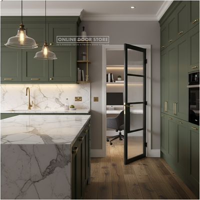 LPD Black Chelsea 4L Reeded Glass Internal Glazed Door