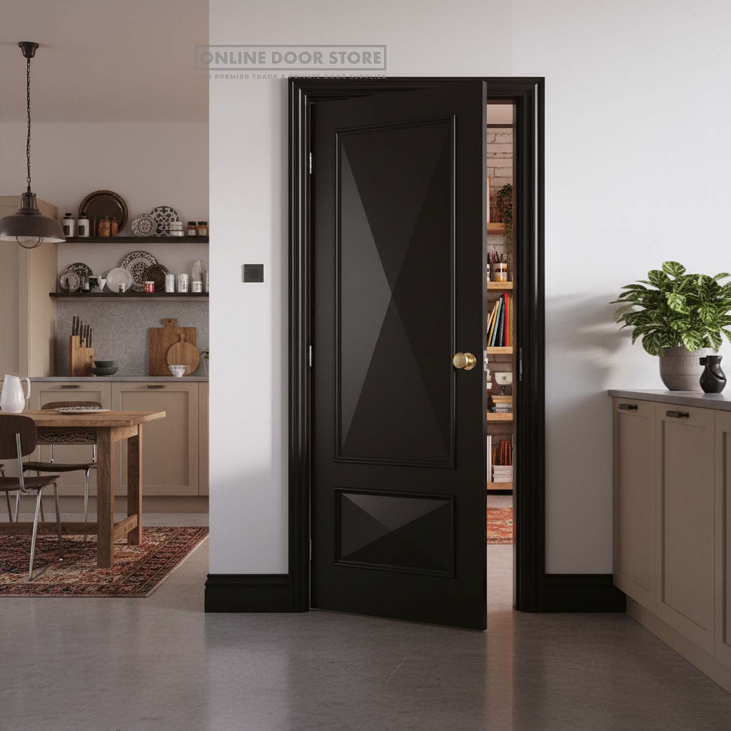 LPD Black Knightsbridge 2-Panel Internal Door