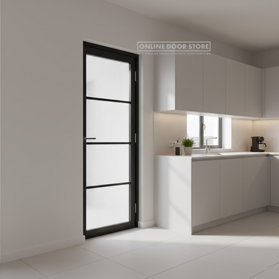 LPD Black Soho 4L Internal Reeded Glazed Door